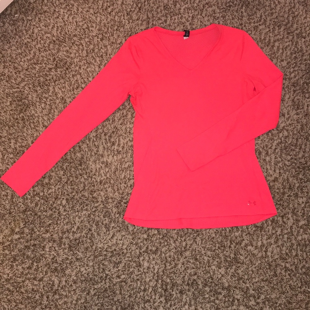 Under armor hot pink long sleeve workout shirt